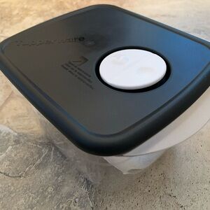 Tupperware Rock N Serve Rectangle Medium 6 1/4 Cup Black Lid NEW